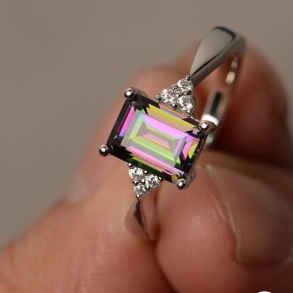 Gorgeous Solid 925 SS Rainbow Stone - Picture 2 of 5
